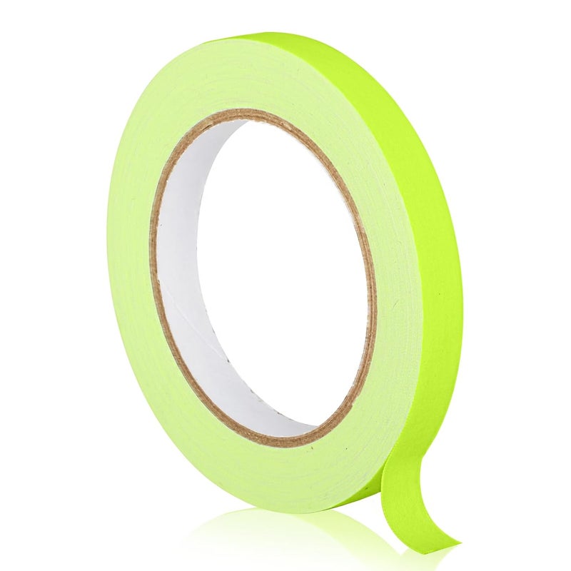 G GEYYANG GEYYANG Spike Tape, Yellow Fluorescent Gaffers Tape 1/2 inch x 20 Yards, Black Light UV Reactive, Multipurpose Fluorescent for Stage Marking, Party and Art Crafts - Image 1